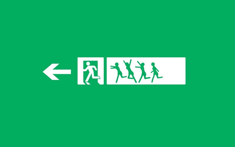Emergency Exit Sign — Green, Directive