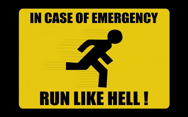 Emergency Sign with Runner