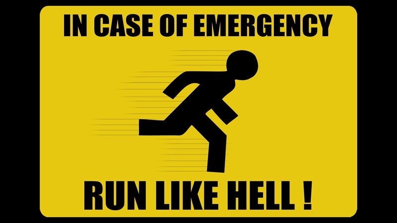Emergency Sign with Running Figure