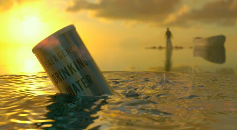 Emergency water can in ocean