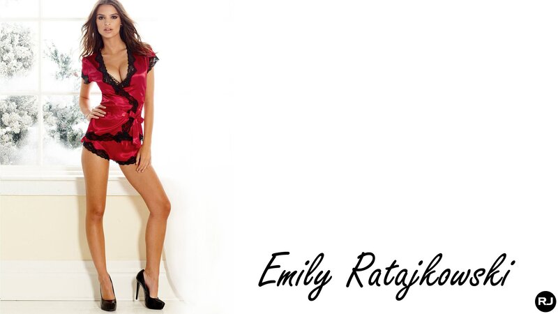 Emily Ratajkowski in red lingerie