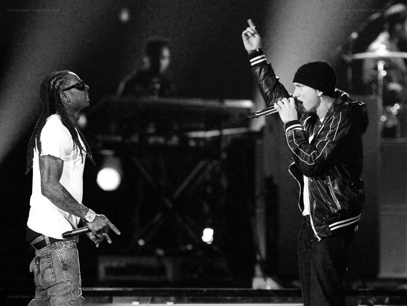Eminem and Lil Wayne on stage
