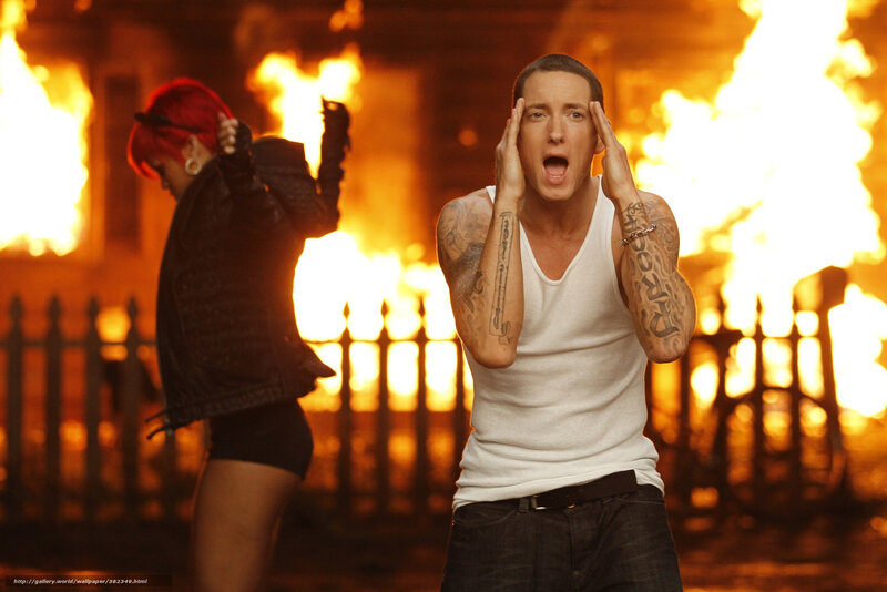 Eminem in a fire scene