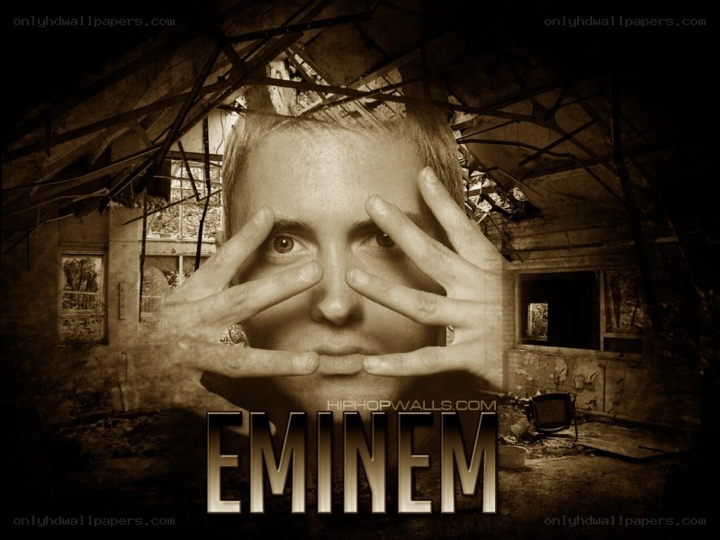 Eminem in a ruined building