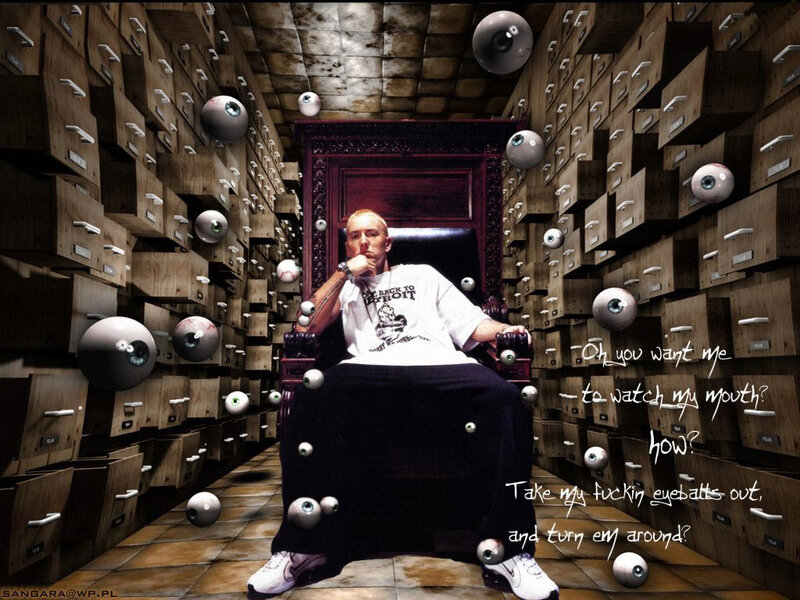 Eminem in a surreal room