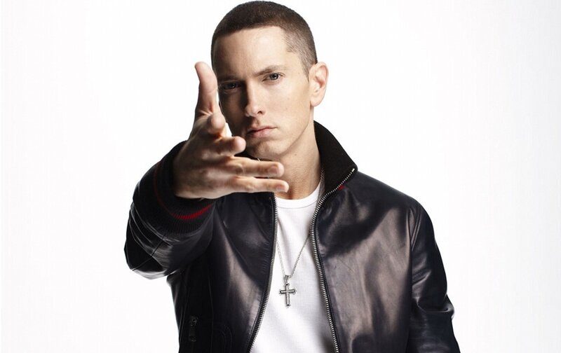 Eminem in leather jacket
