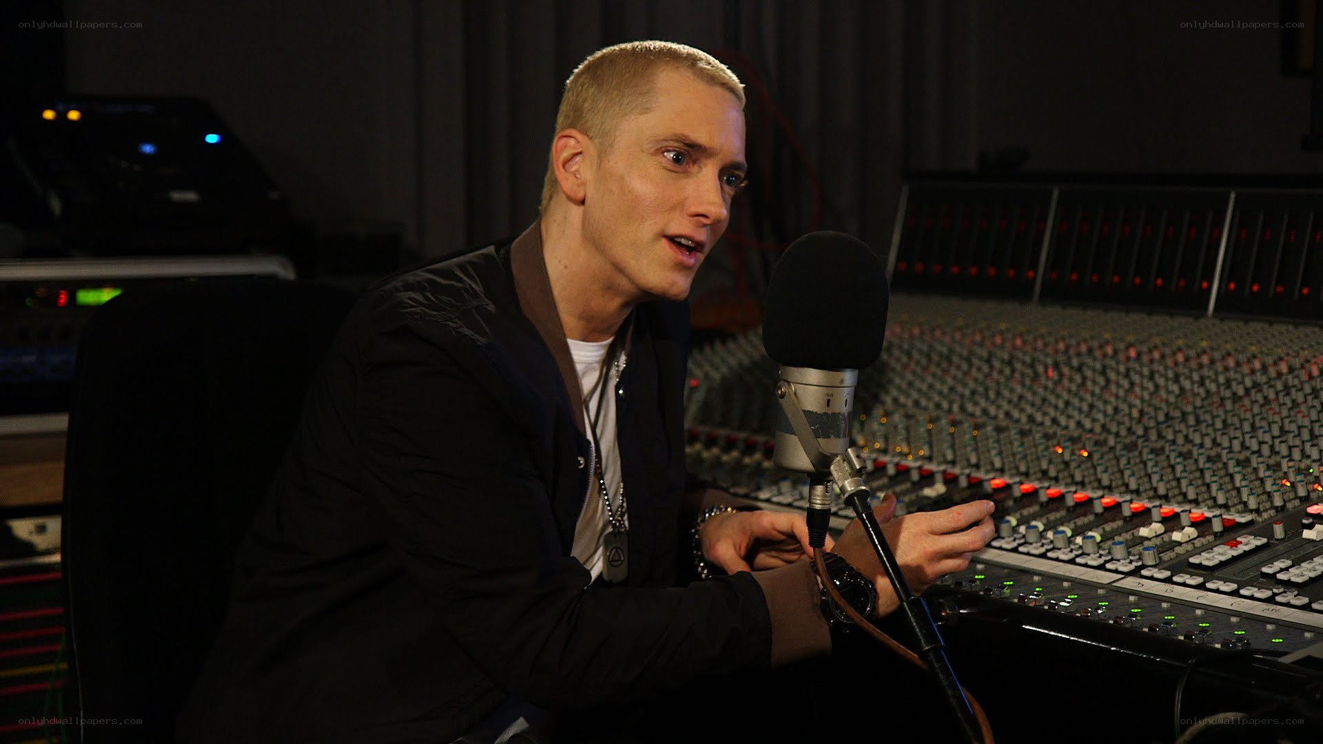Eminem in recording studio