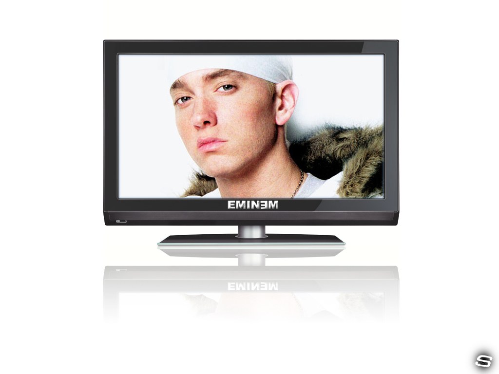 Eminem on a TV screen