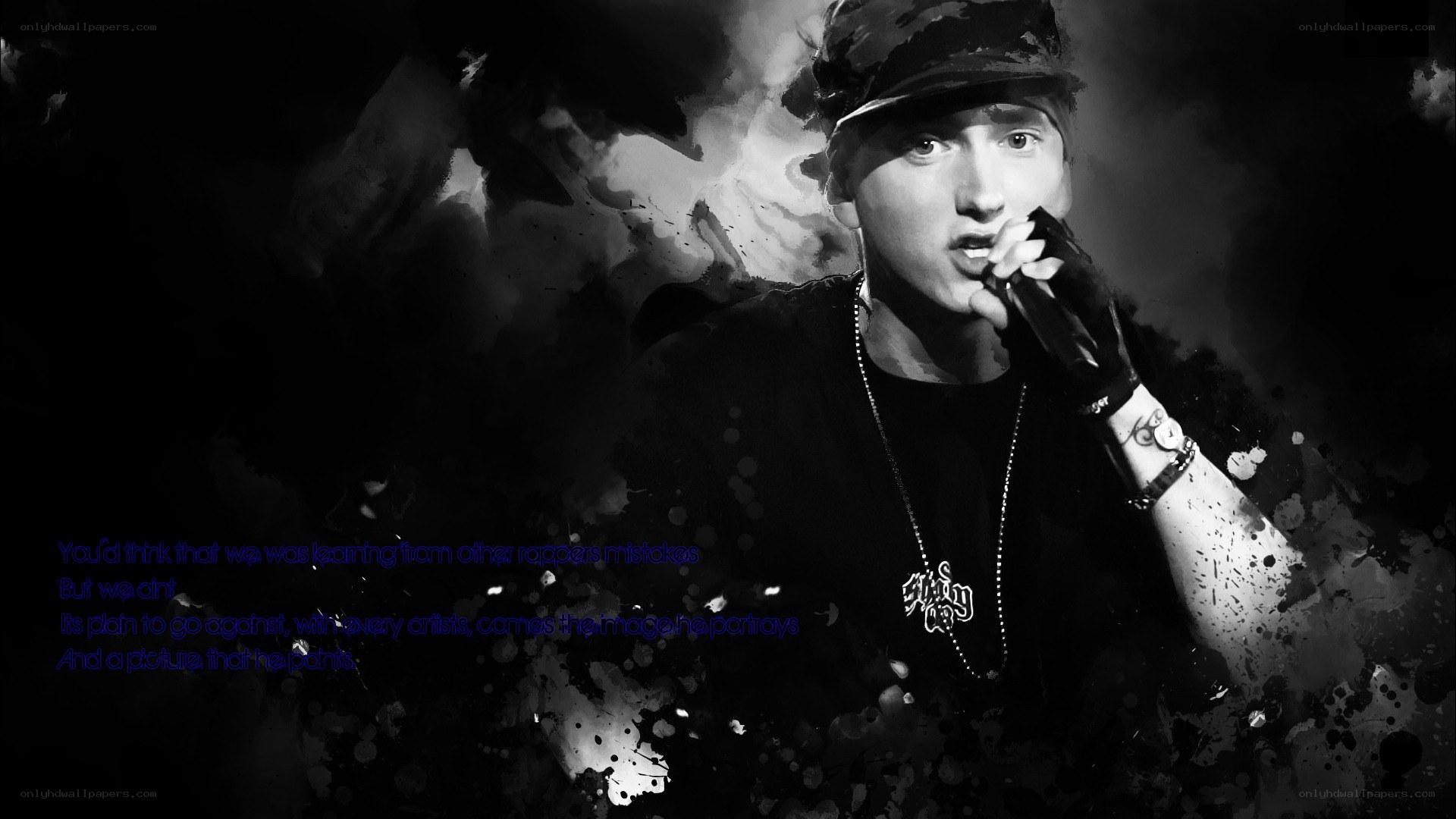 Eminem performing with lyrics