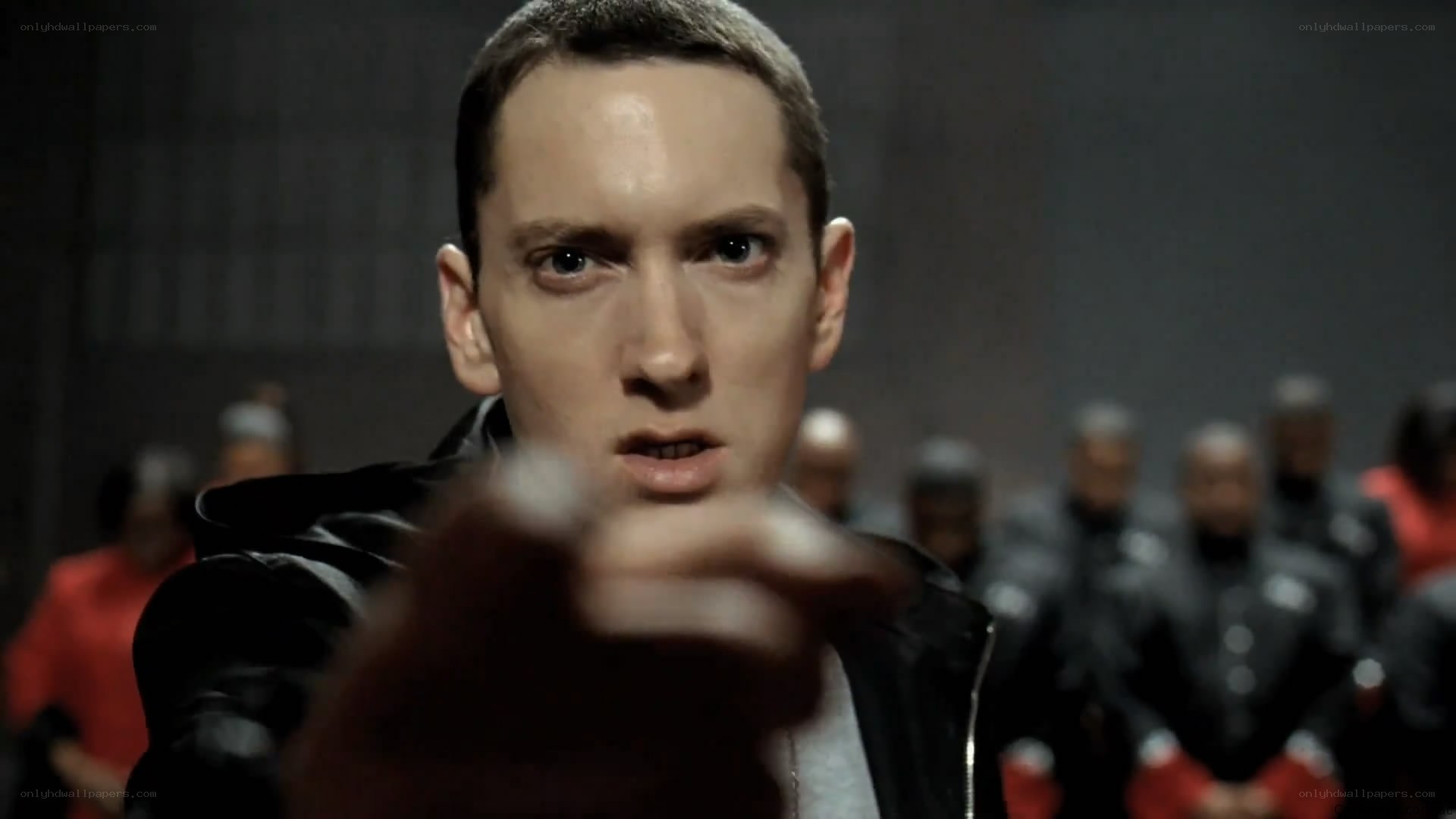 Eminem pointing at camera
