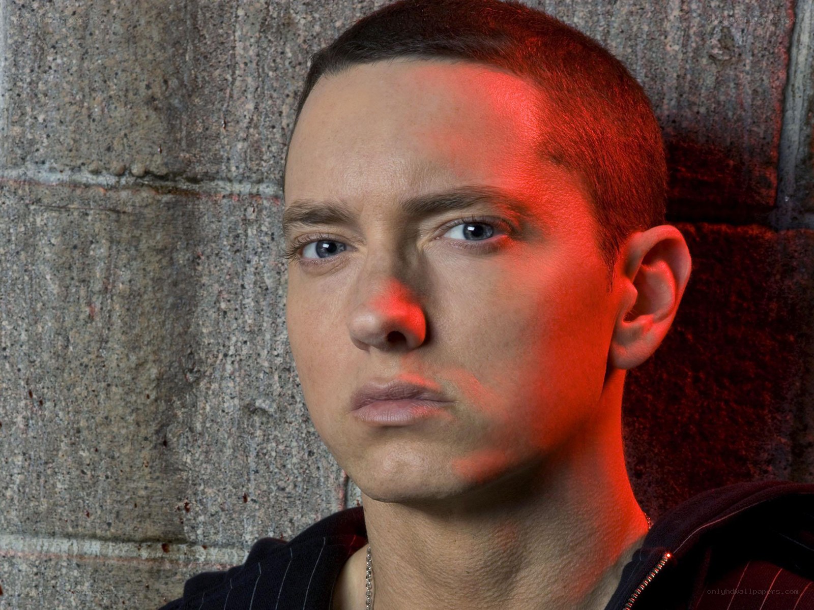 Eminem portrait against brick wall