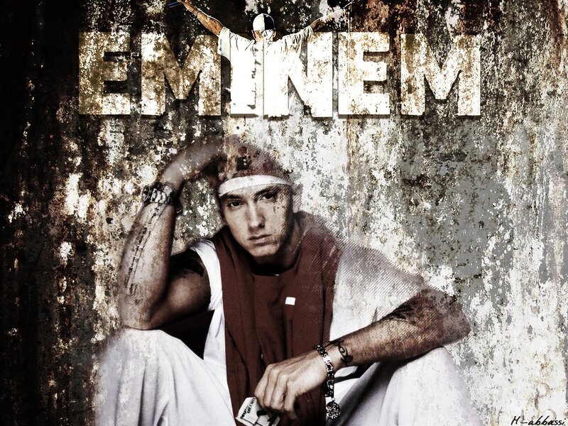 Eminem portrait on grungy wall