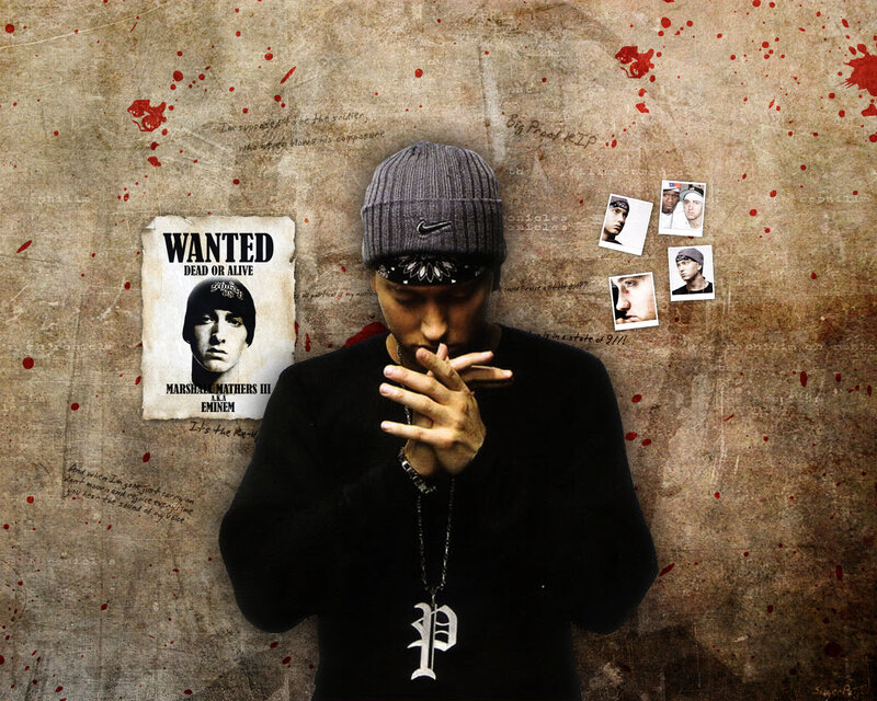 Eminem wanted poster collage