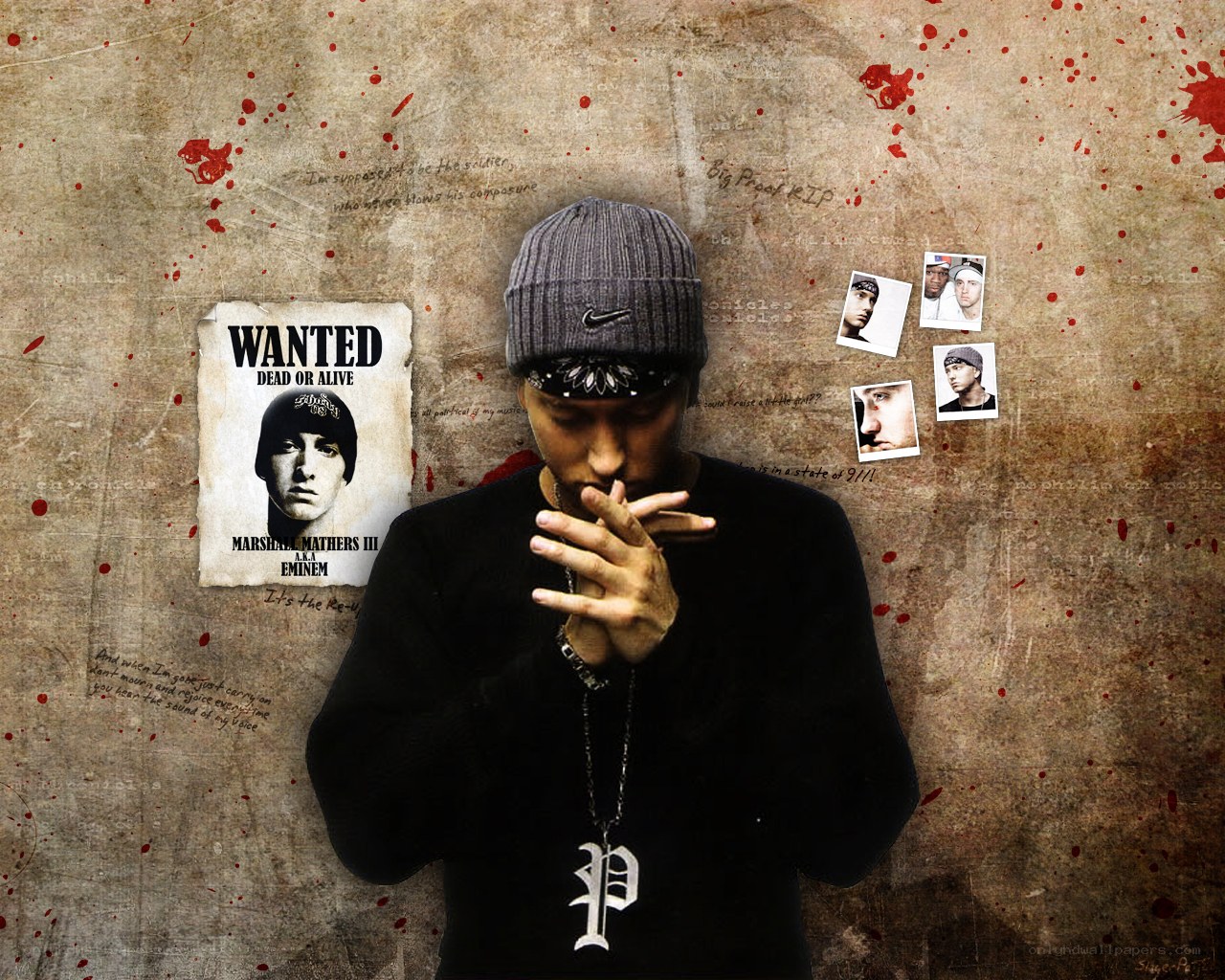 Eminem wanted poster collage