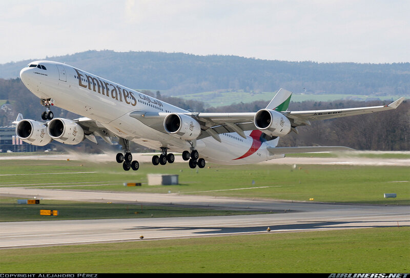 Emirates A340 taking off
