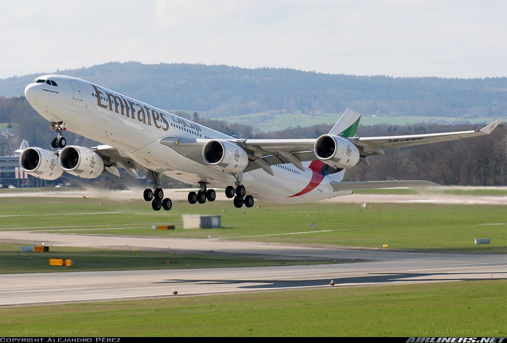 Emirates A340 taking off