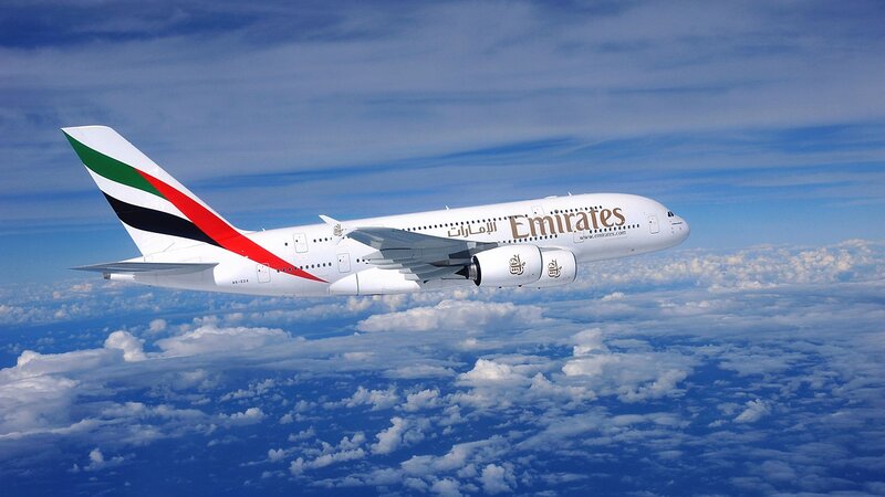 Emirates A380 Airplane — Blue, Serene, Afternoon
