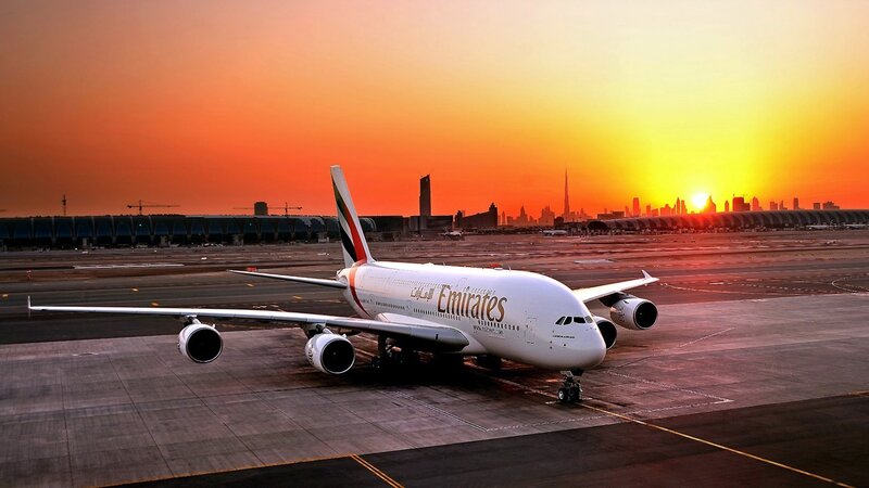 Emirates A380 Airplane — Orange, Dramatic