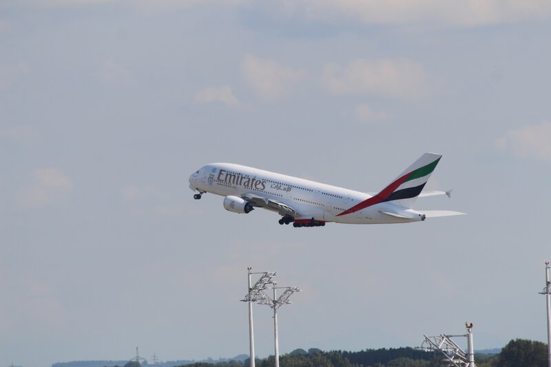 Emirates A380 Airplane — White, Calm, Afternoon