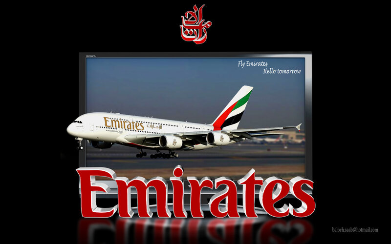 Emirates A380 Airplane — White, Dramatic, Digital Art