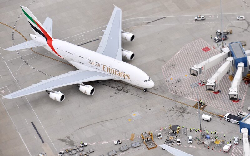 Emirates A380 Airplane — White, Industrial