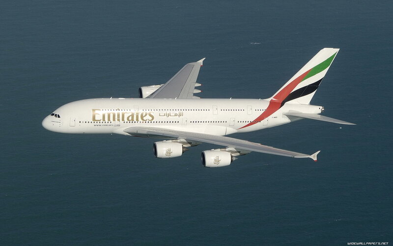 Emirates A380 Airplane — White