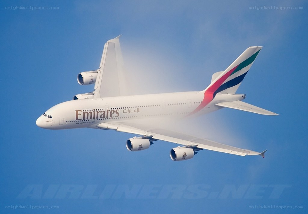 Emirates A380 in flight