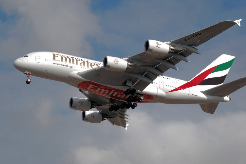 Emirates A380 in flight