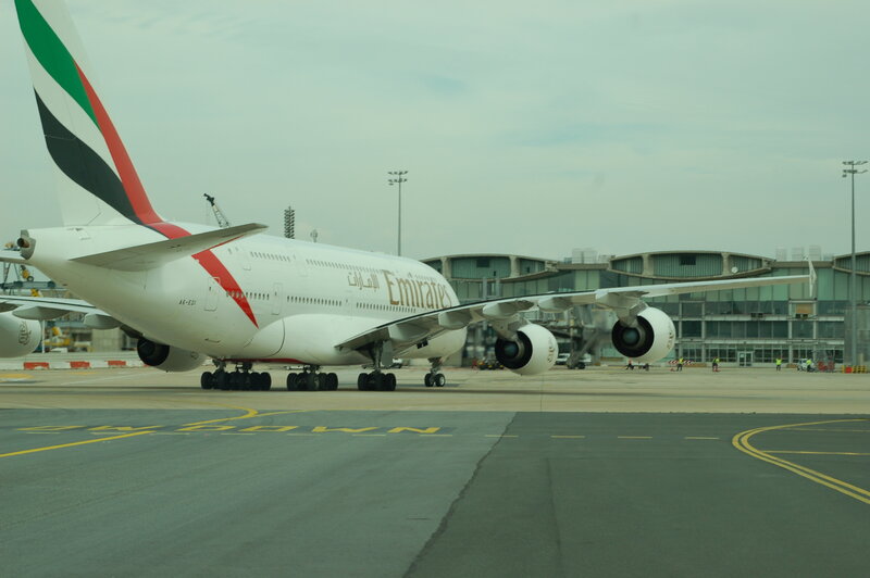 Emirates A380 on the tarmac
