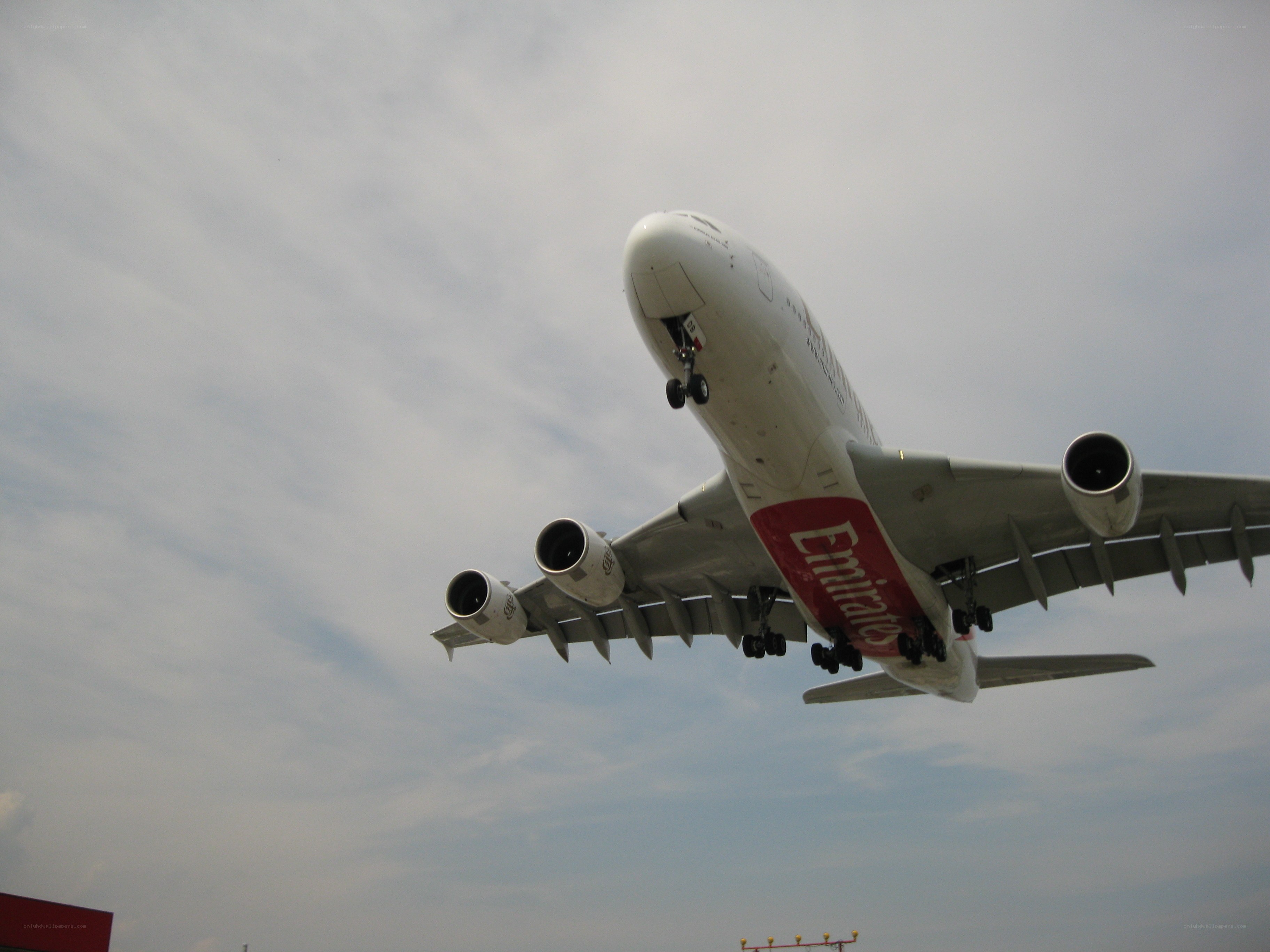 Emirates A380 taking off