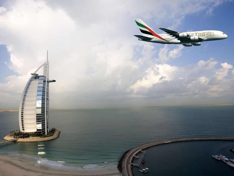 Emirates Airplane over Dubai
