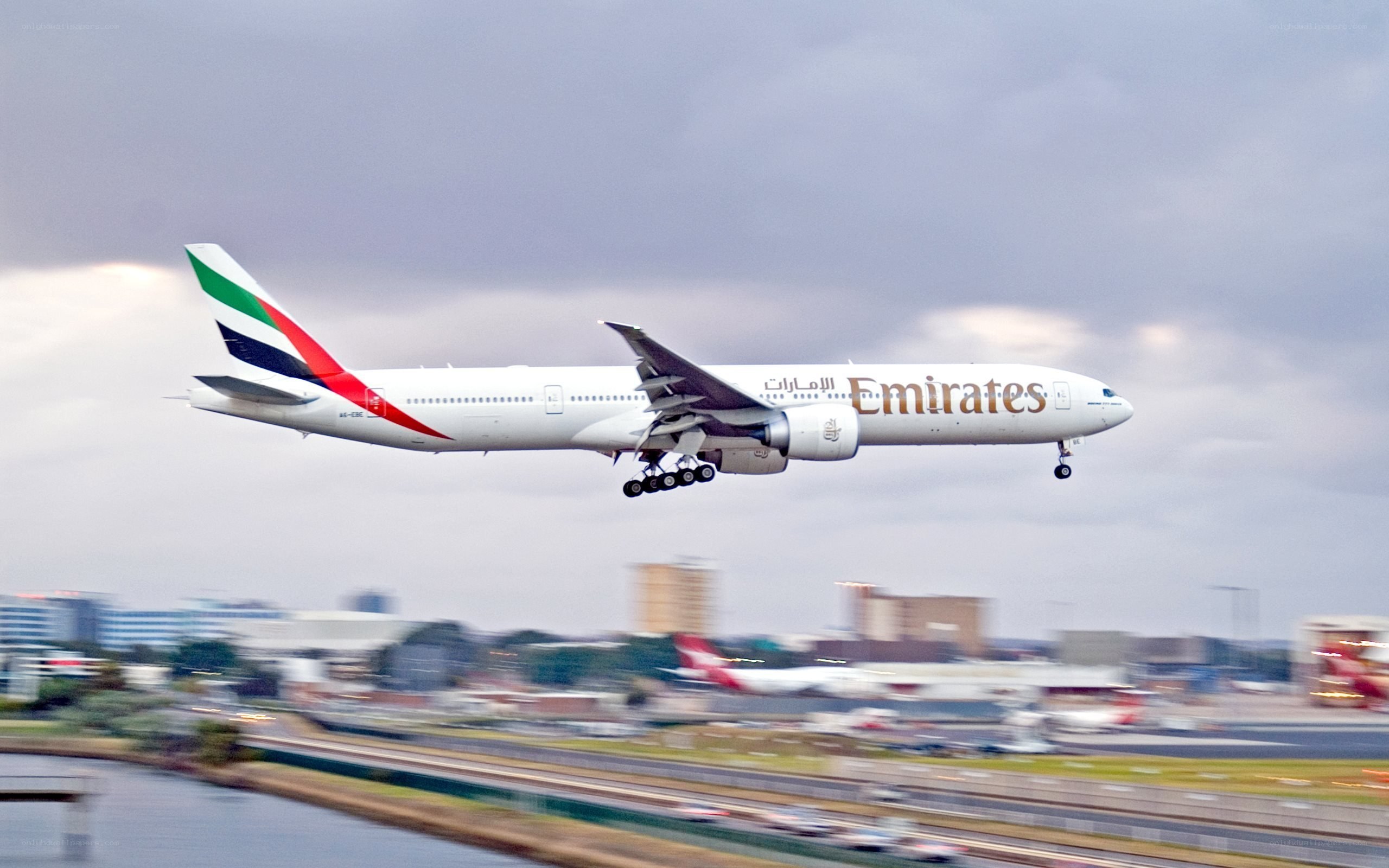 Emirates airplane taking off