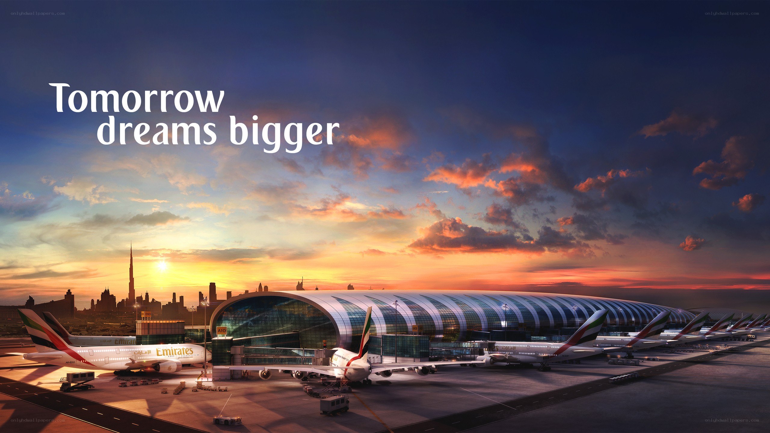 Emirates airport at sunset