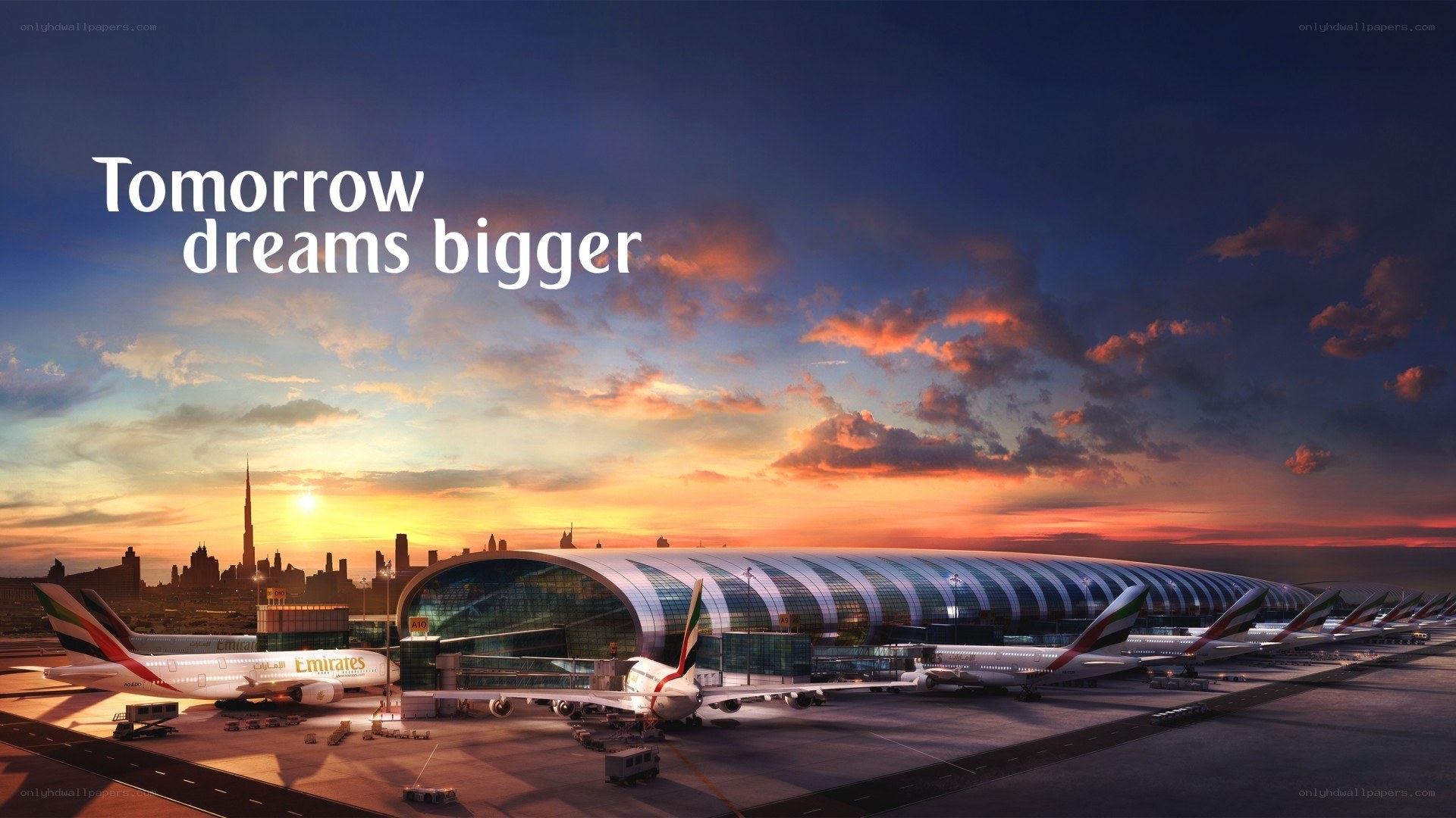 Emirates airport at sunset