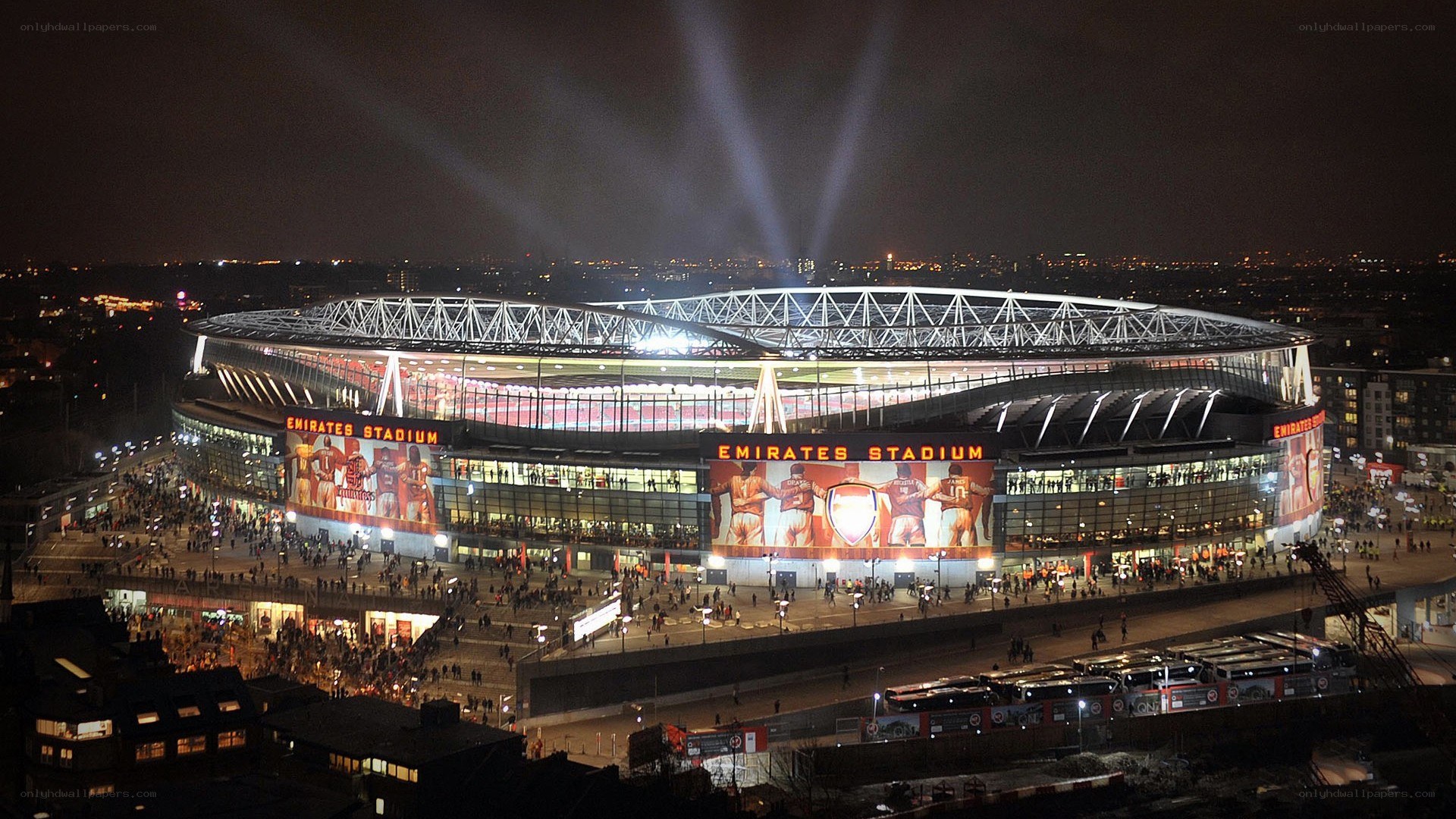 Emirates Stadium at night