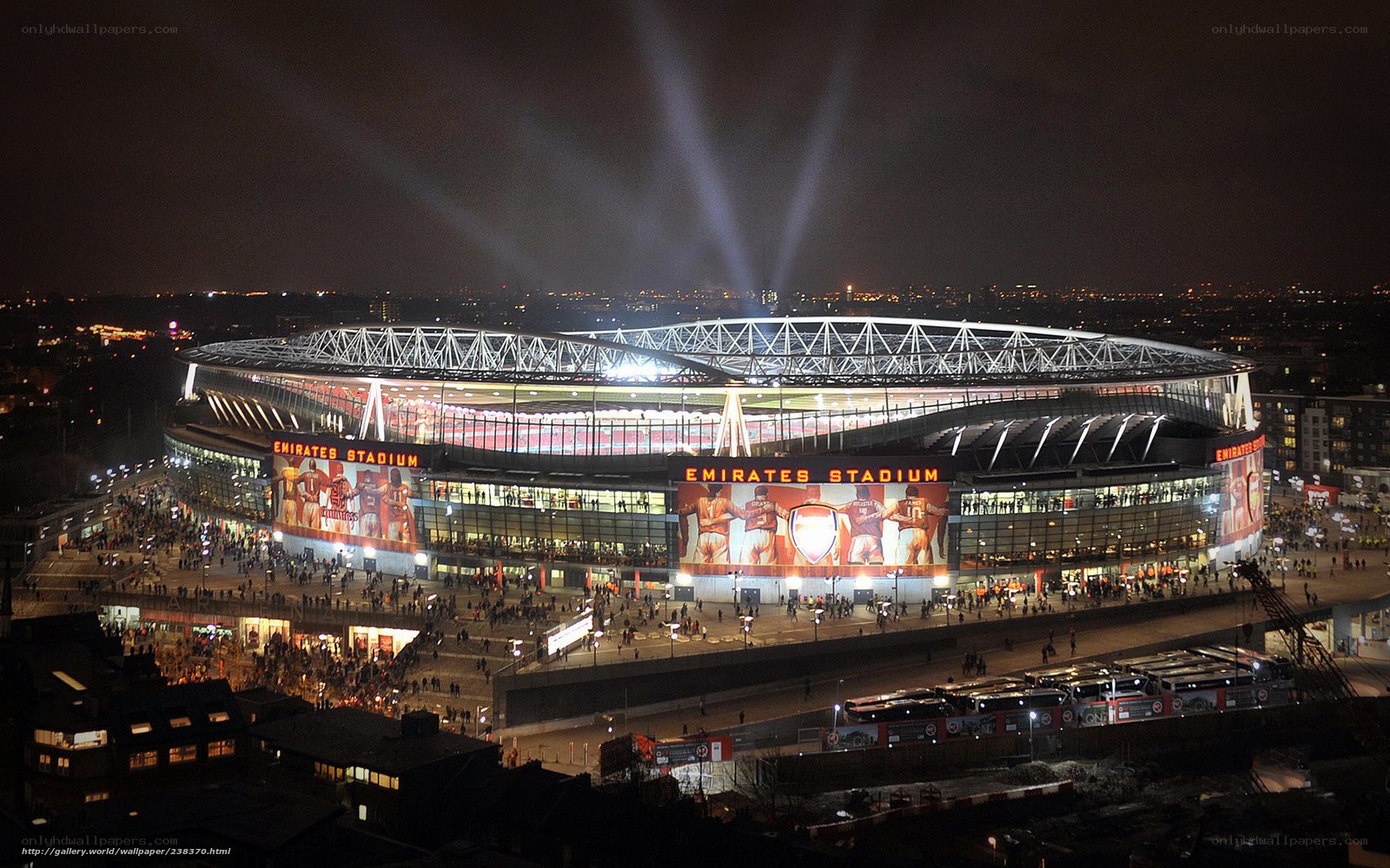 Emirates Stadium at night