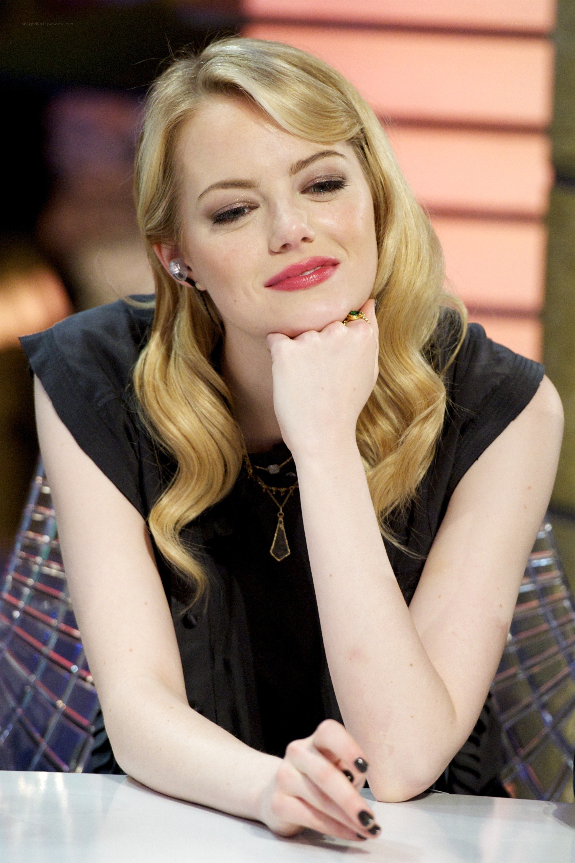 Emma Stone in a black top