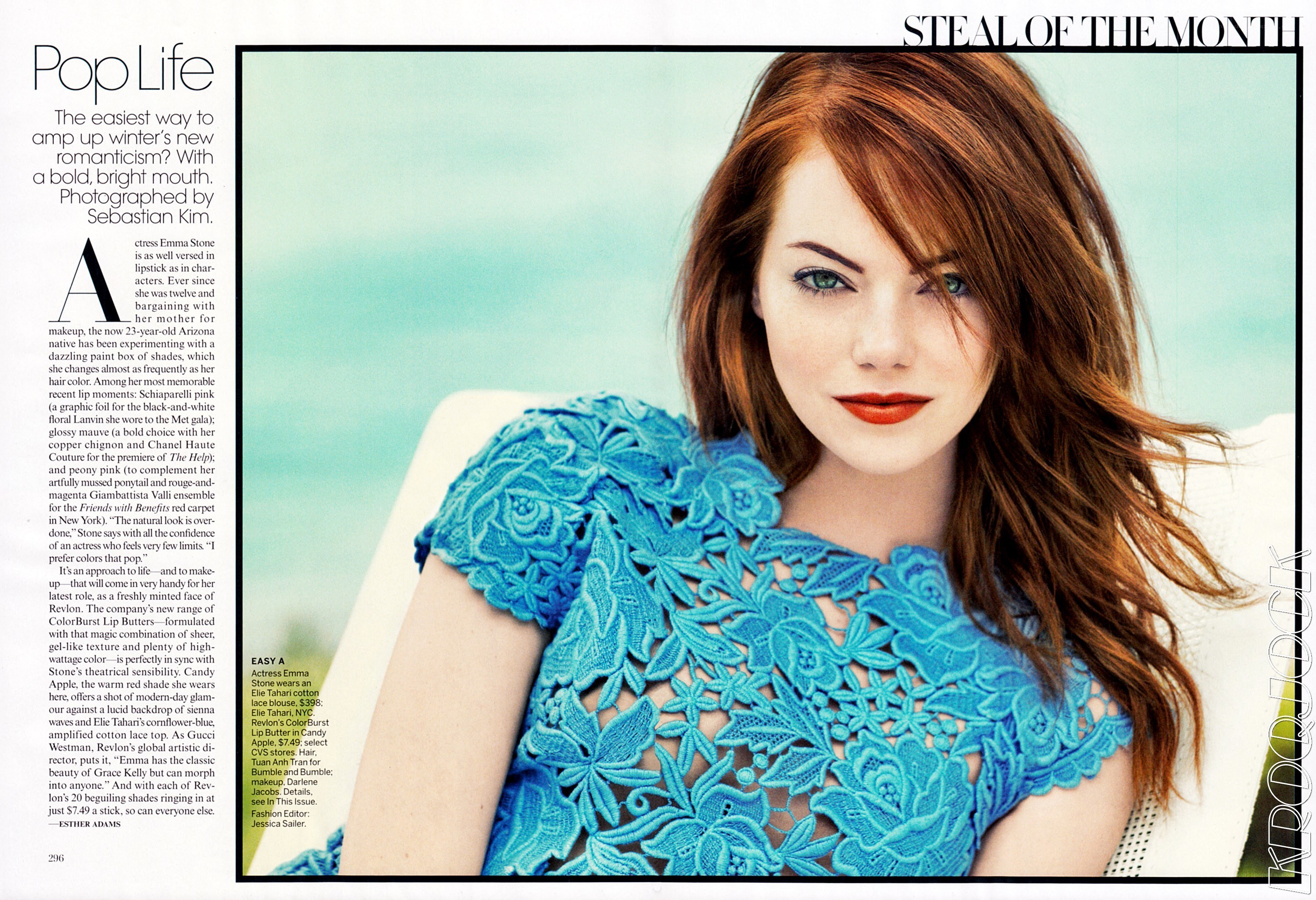 Emma Stone in blue lace