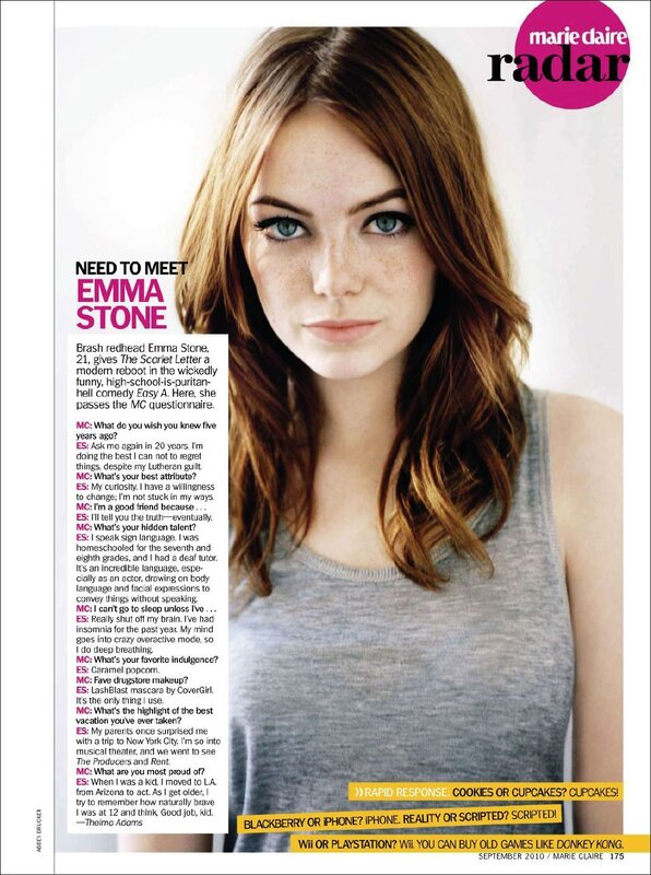 Emma Stone in Marie Claire