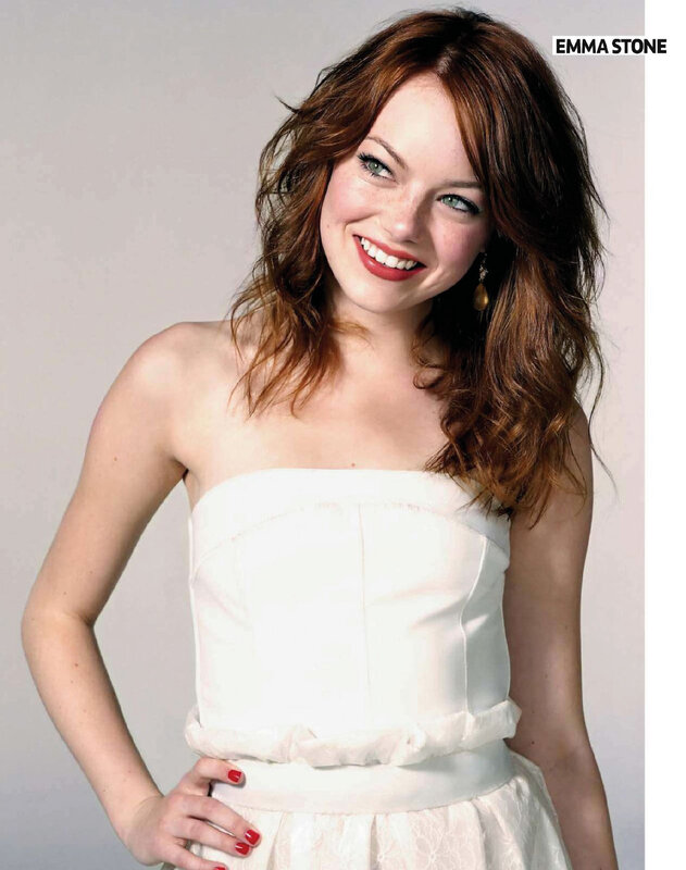 Emma Stone in white dress