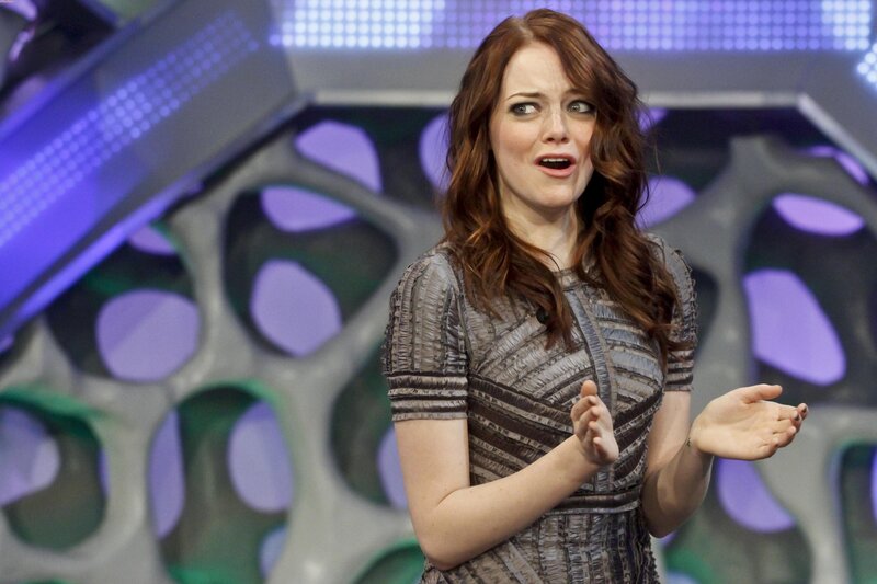 Emma Stone on stage speaking