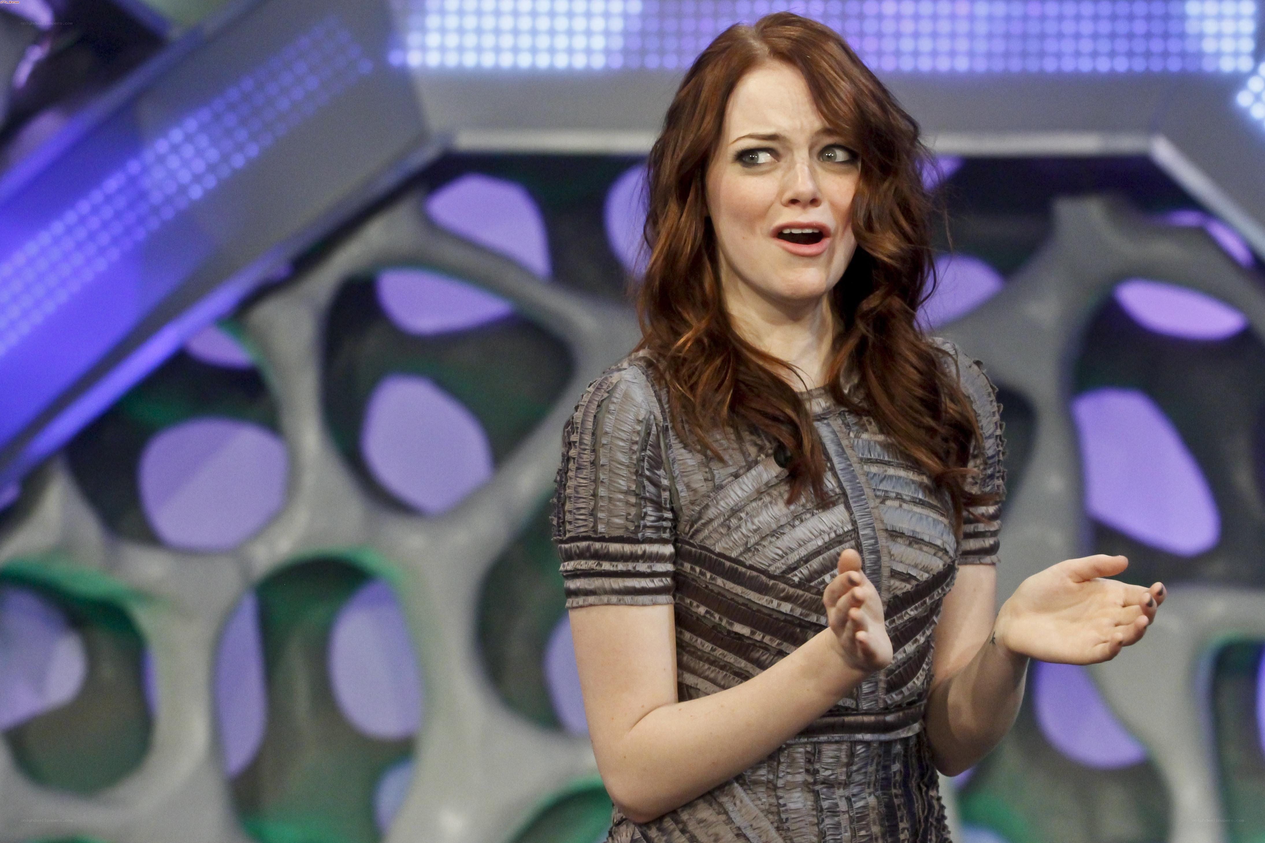 Emma Stone on stage speaking