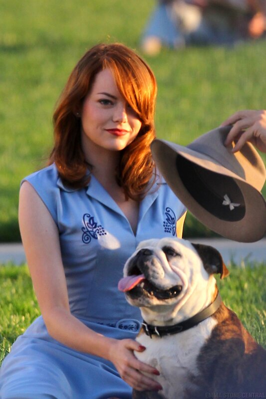 Emma Stone with a dog