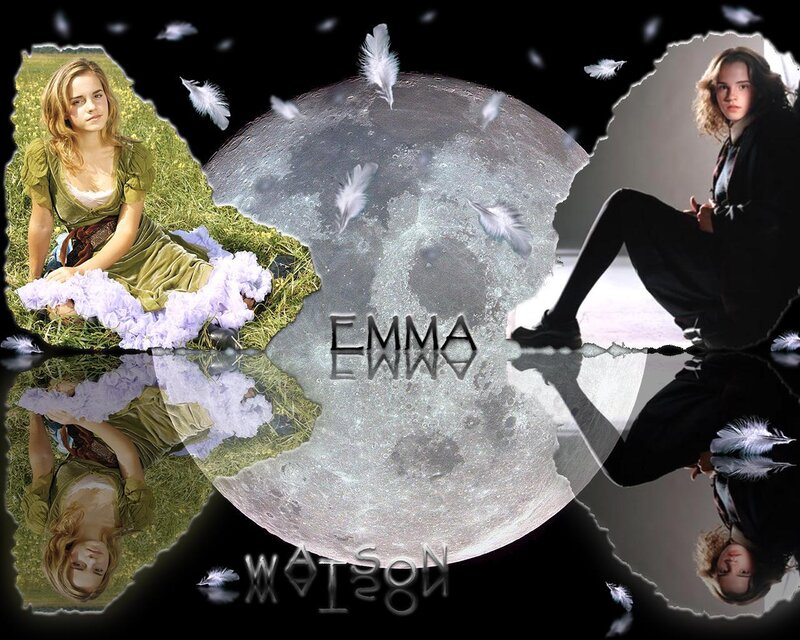 Emma Watson collage with moon