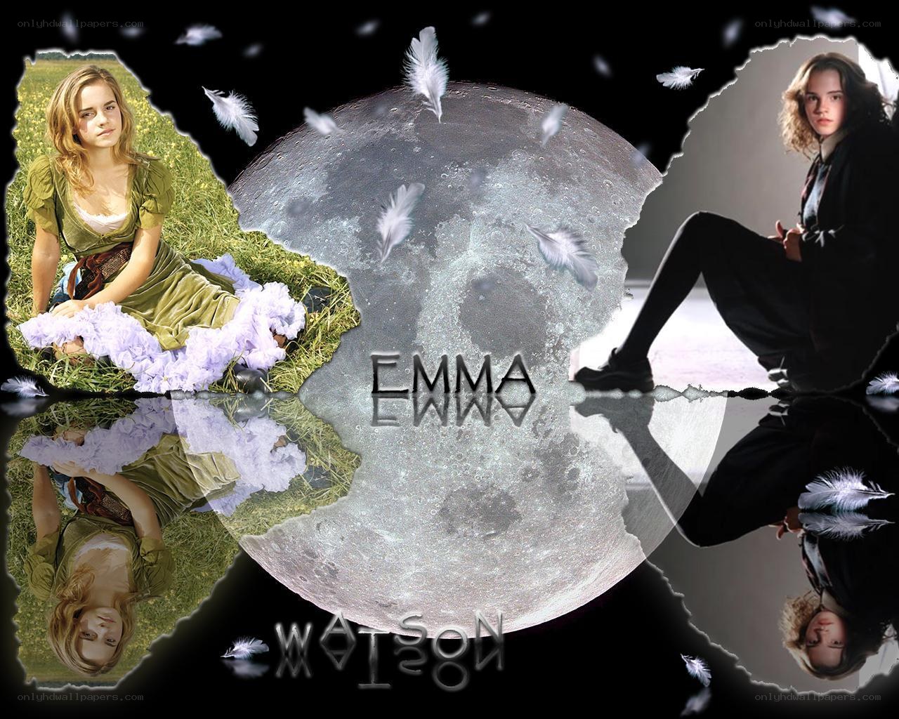 Emma Watson collage with moon