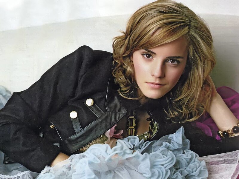 Emma Watson in a black jacket