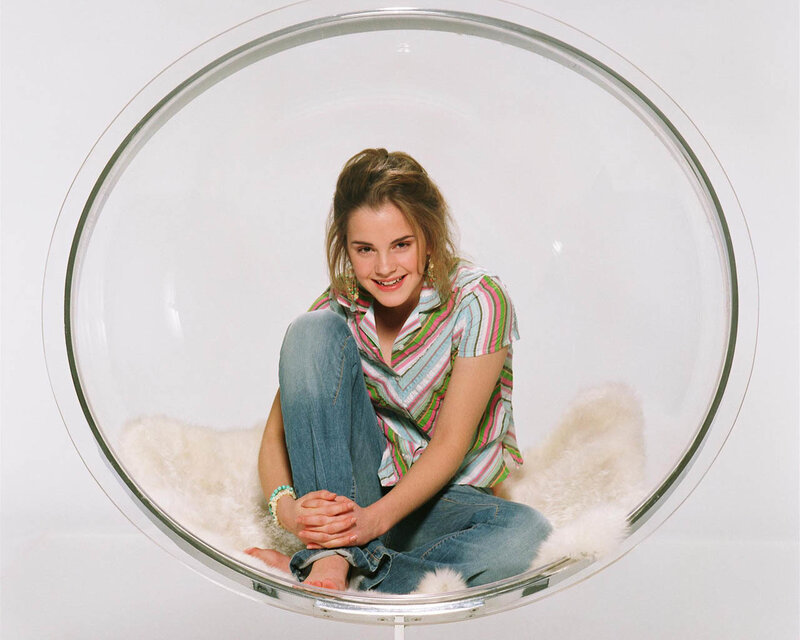 Emma Watson in a bubble chair