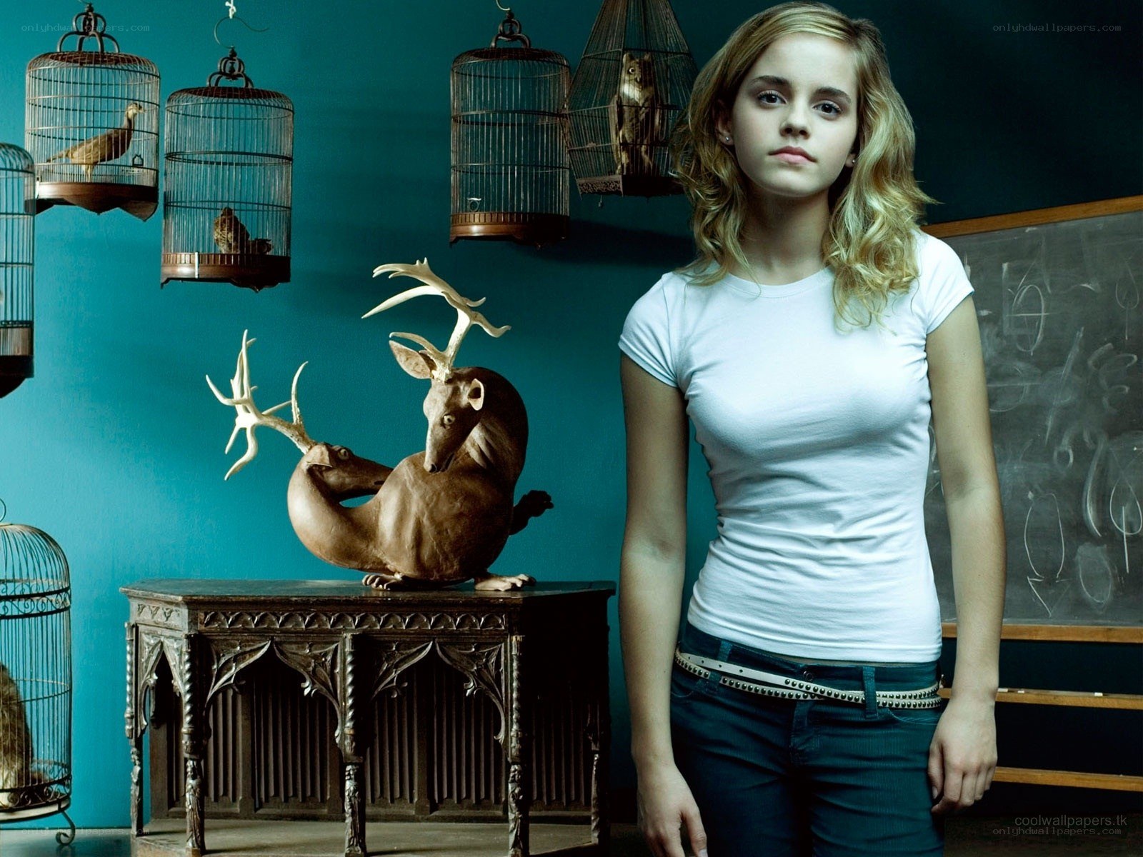 Emma Watson in a classroom