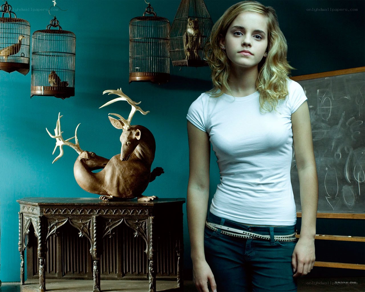 Emma Watson in a classroom