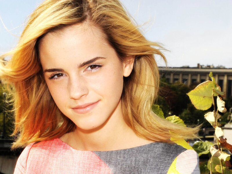 Emma Watson in a colorful top